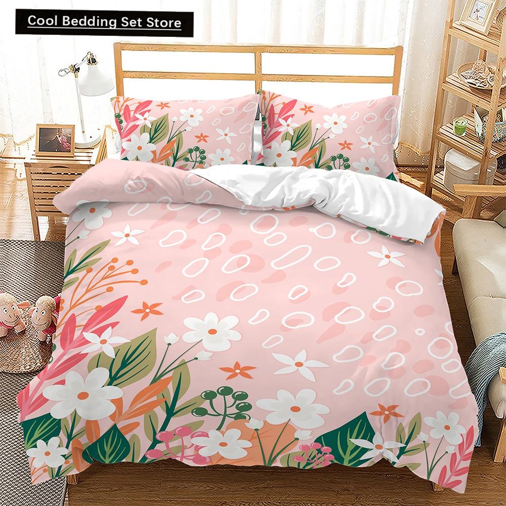 Pink Floral Duvet Cover Japanese Cherry Blossoms Theme Bedding Set Spring Romantic Quilt Cover For Girl Microfiber Bedspread