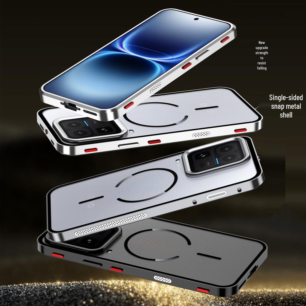 Aluminum Alloy Snap-Button Phone Case with Magnetic Back for iQOO 15 Ultra - Ideal for Cross-Border Use
