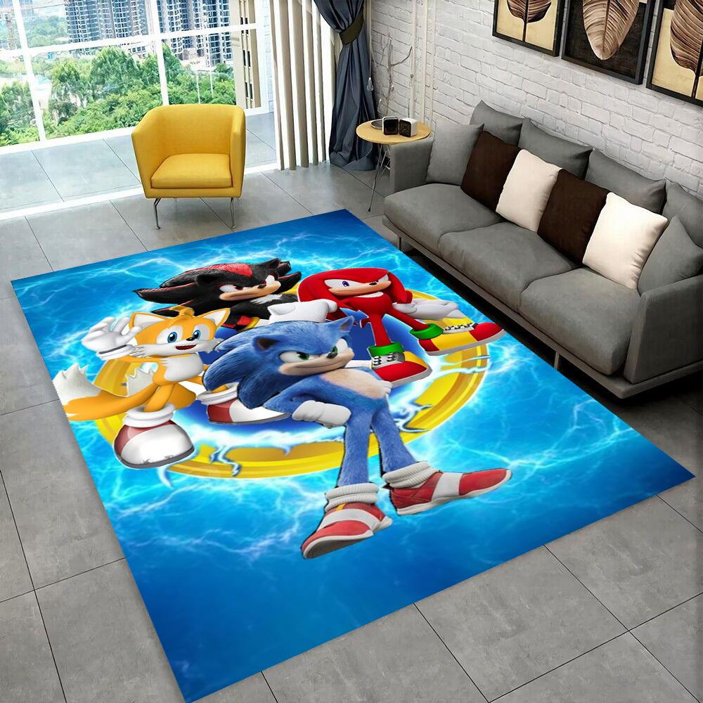 Fashion S-Sonic Cartoon Game Carpet Rug for Playroom Bedroom Living Room Sofa Home Decor,kids Play Area Rug Non-slip Floor Mat
