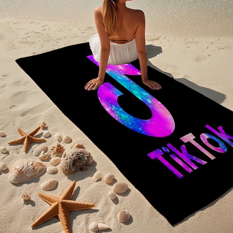 Tiktok Logo Design Microfiber Beach Towel, Lightweight And Quick-Dry, for Summer Travel, Beach Essential, Swimming Pool