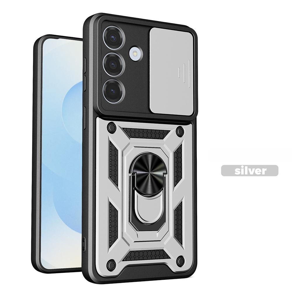 Lens Slide Camera Protect Armor Case For Samsung Galaxy S26 Ultra S2 Edge S24 S23 S22 Plus Phone Case Ring Holder Stand Cover