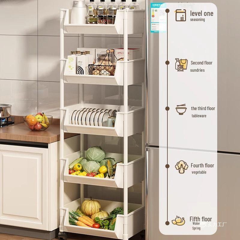 Movable Multi-layer Kitchen Storage Rack for Toys, Snacks, Fruits & Vegetables - Floor-standing and Multi-functional Shelf.