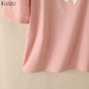 ZANZEA Women Elegant Square Collar Summer Casual Short Sleeve Blouse