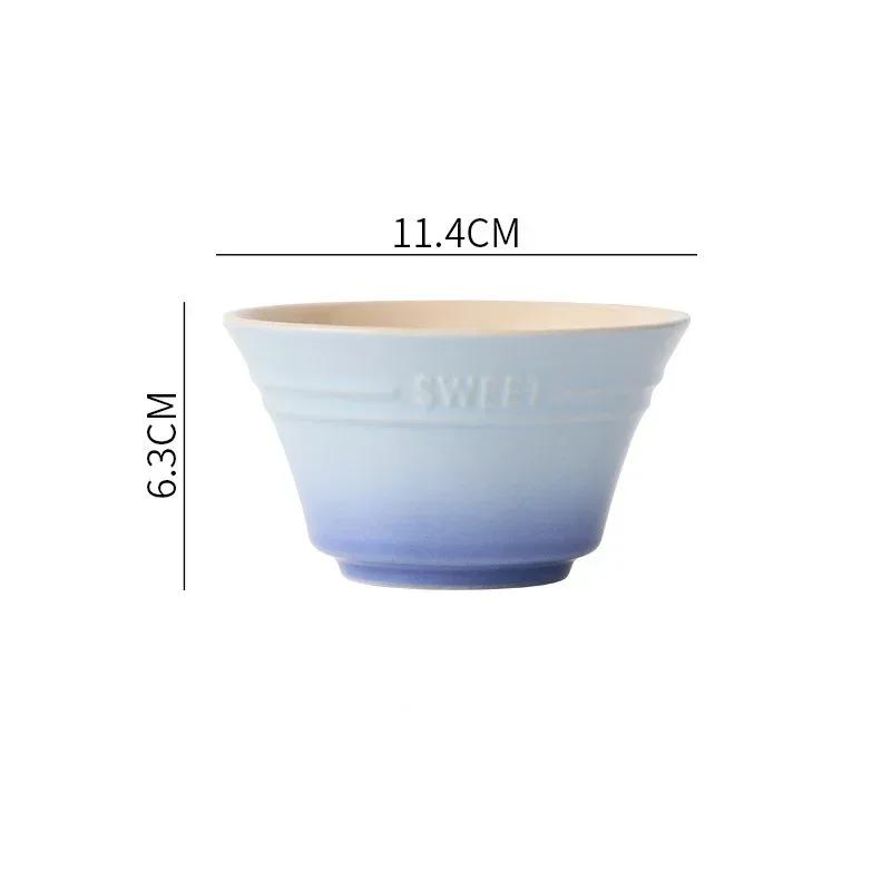 4.5inch Ceramic Bowls Japanese Rainbow Gradient Color Rice Bowl Fruit Salad Ramen Bowls Kitchen Dessert Salad Steamed Egg Bowls