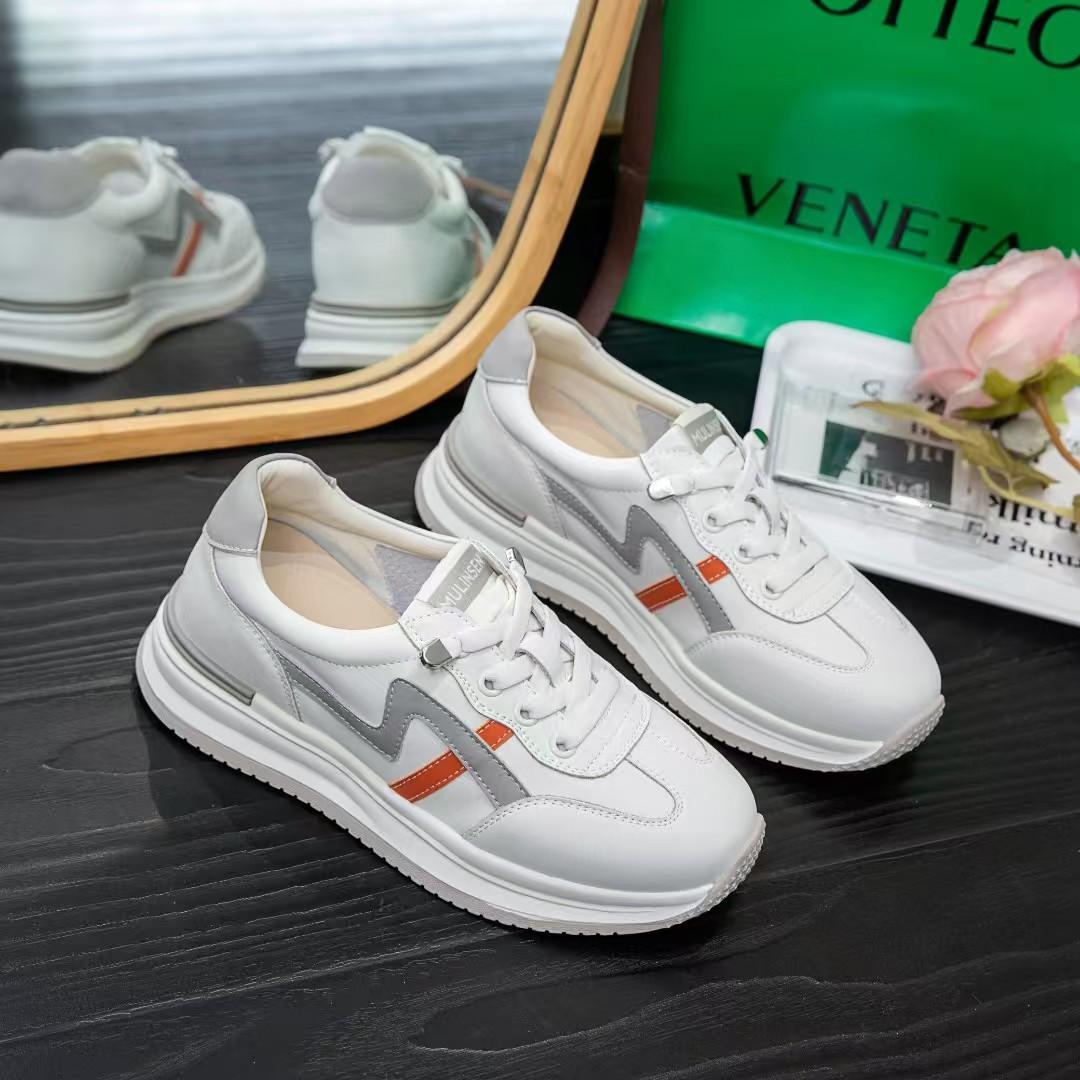 

Кожаная платформа белая обувь женская весна и осень новая повседневная универсальная низкая спортивная обувь студенческая обувь для скейтборда 35