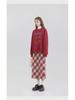 Rode Geruite Wollen Rok met Hoge Taille voor Slanke Peervormige Figuren - Koreaanse Stijl, A-lijn, Perfect voor Lente en Herfst
