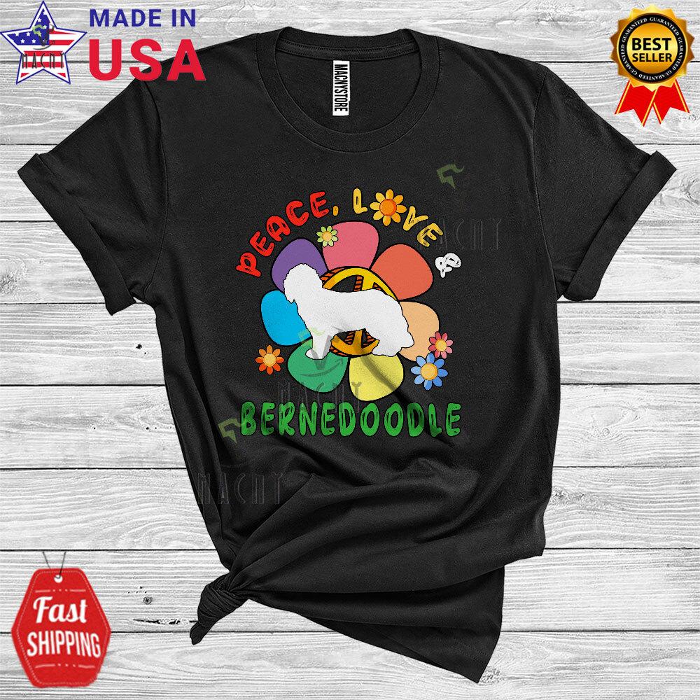 

Peace Love And Bernedoodle, Adorable Flowers Peace Sign, Floral Family T-Shirt 2XL