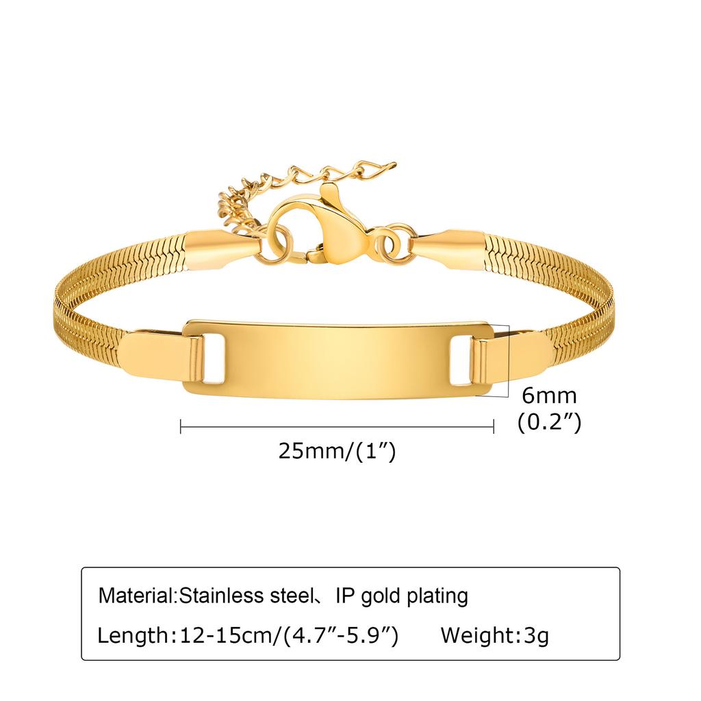 A Variety Of Children'S Curved Brand Stainless Steel Gold Bracelet Women, Fashionable Personality Can Be Engraved 798
