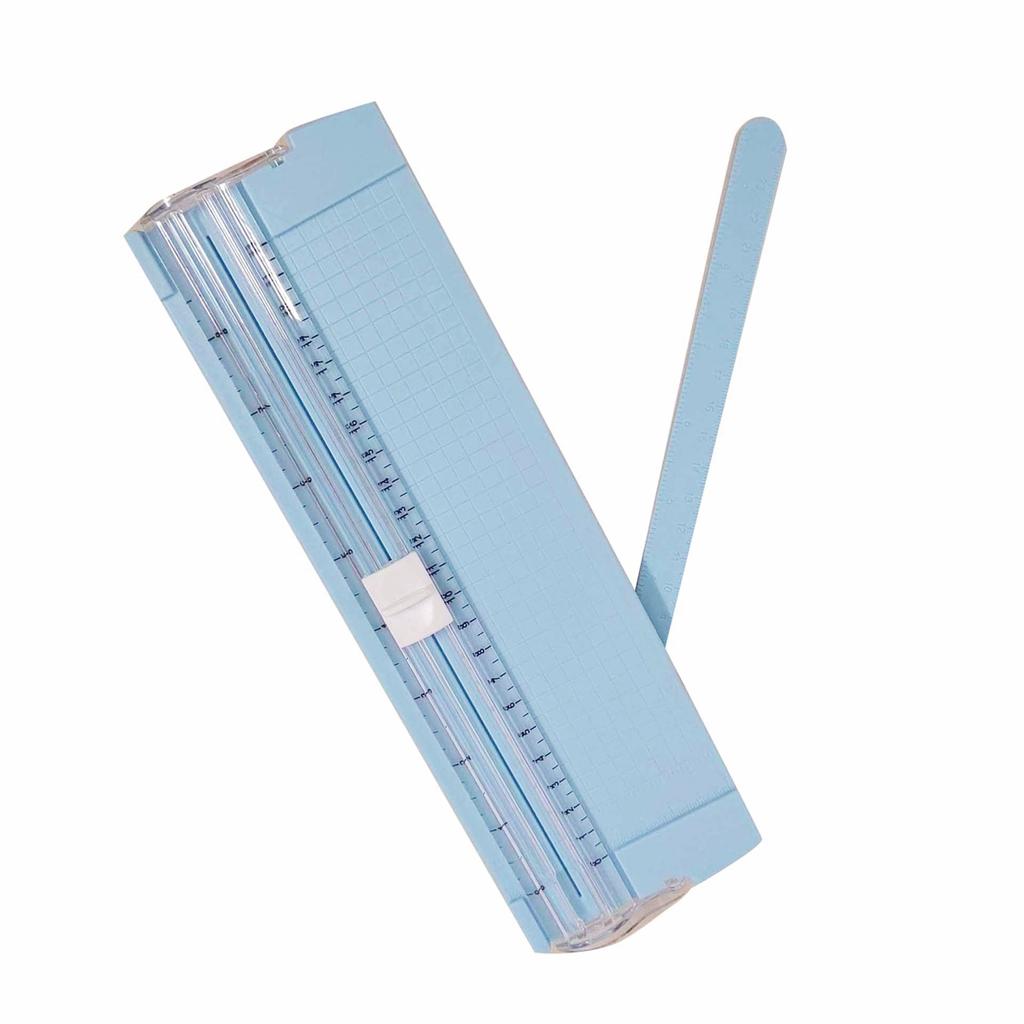 Small Paper Cutter A5 Accurate Cutting Ruler Design Multifunction Paper Trimmer for Office School Home Blue