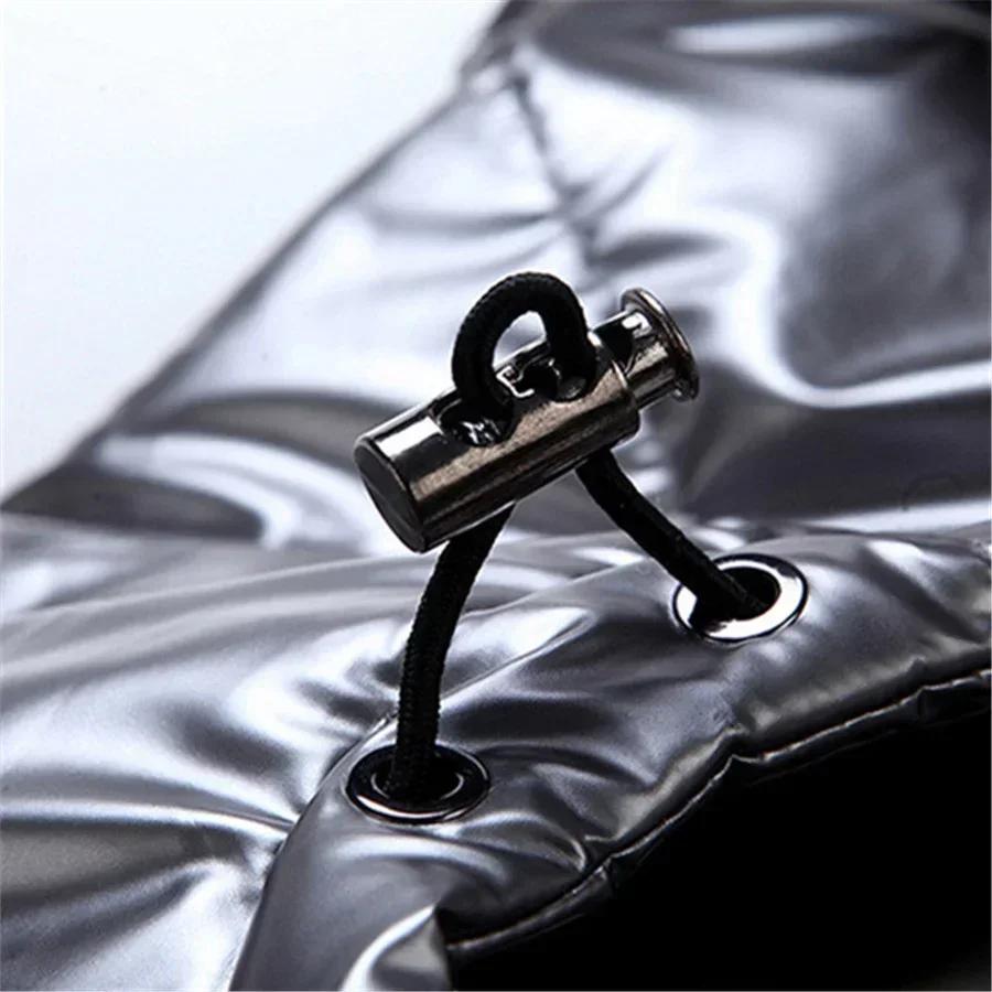 Herr Vinter Huvförsedd Vadderad Väst Glansig Ärmlös Jacka Casual Ytterkläder Förtjockad Varm Rock Vattentät Väst Herrkläder 4XL