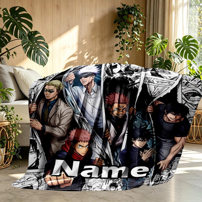 Custom Name Personalized Jujutsu Kaisen Print Blanket, Home Decor, Bedroom, Sofa, Camping, Couch, Gifts for Birthday ChristmasEnthusiasts