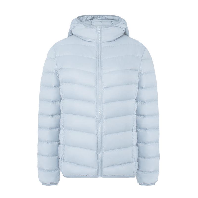 Women's Lightweight Hooded Down Jacket - 90% Down, Solid Color, Casual Warm Plus Size Coat for Autumn/Winter.
