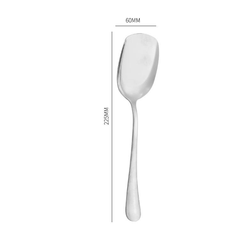 Golden Stainless Steel Food Service Spoon Large Rice Shovel Tableware Long Handle Square Spatula Kitchen Gadgets for Home