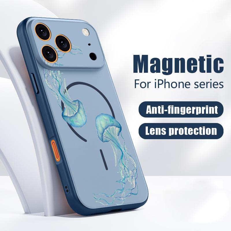 SeaWorld Pattern Case For iPhone 17 Pro Max Magnetic For Magsafe Hybrid Slim Matte Cover For iPhone 16 15 14 13 Pro Max Octopus Starfish