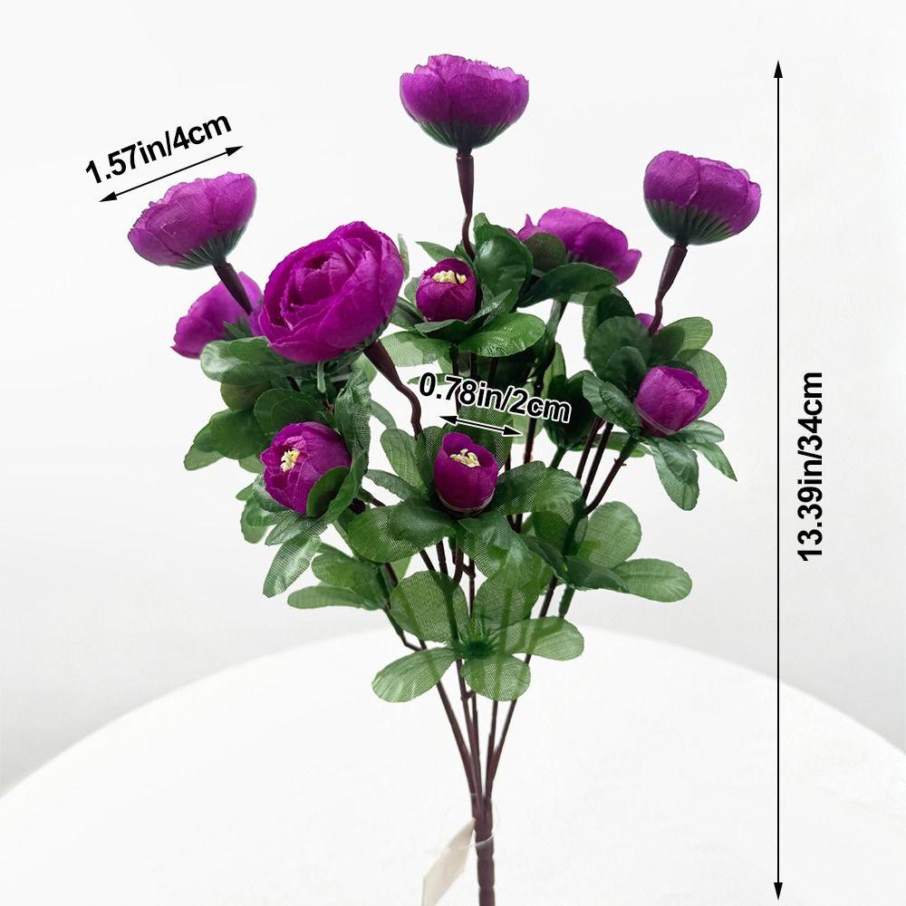 Multicolor Small Camellia Artifical Flower Silk Petals Floral Arrangement Decorative Flower Green Leaves Photo Props