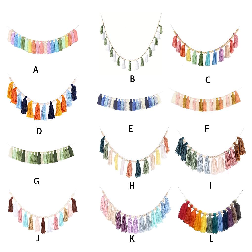Cotton Tassel Garland Pastel Banner Addition To Nursery Room Girls Bedroom Accessories Easy Hanging