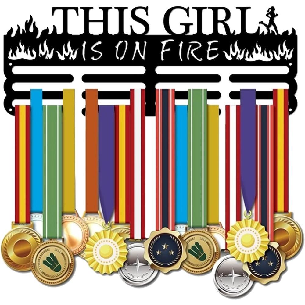 

Metal Medal Display Hanger for Running Awards Sports Wall Mounted Rack Gift for Women Athletes 15.75x6 Inch