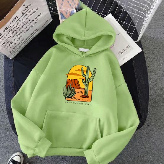 Women's Fleece Hoodie Hooded Top for Autumn and Winter Ladies Pattern Print Long Sleeve Pullover Sweatshirt