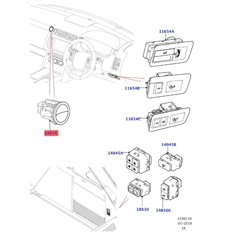 LR071936 Car Glove Box Light Switch Upper Lower For Land Rover Range Rover 2013-