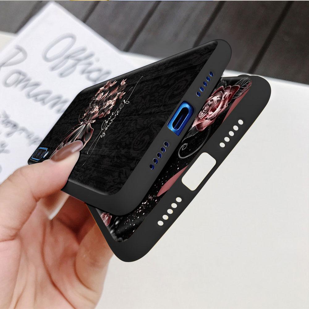 Case For Samsung Galaxy A52 A12 A32 A51 A21s A71 A13 A53 A22 A31 A72 A03 A02s A41 Black Phone Shell Beauty Pink Butterfly