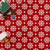 Christmas Large Area Rug Living Room Rug Machine Washable Rugs Low Pile Carpet Indoor Door Mat Red/White Non-Slip Snowflake Rug