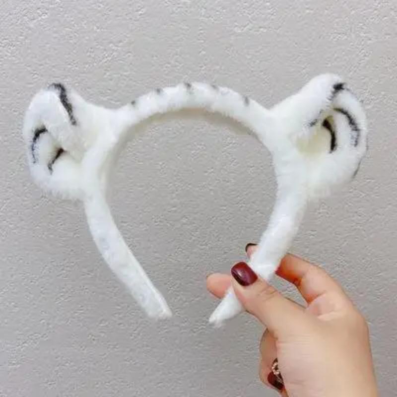 

Мультяшные повязки на голову с животными, мягкая искусственная плюшевая повязка на голову с тигриными ушками, милые аксессуары для волос, костюм на тему существ для косплей-вечеринки