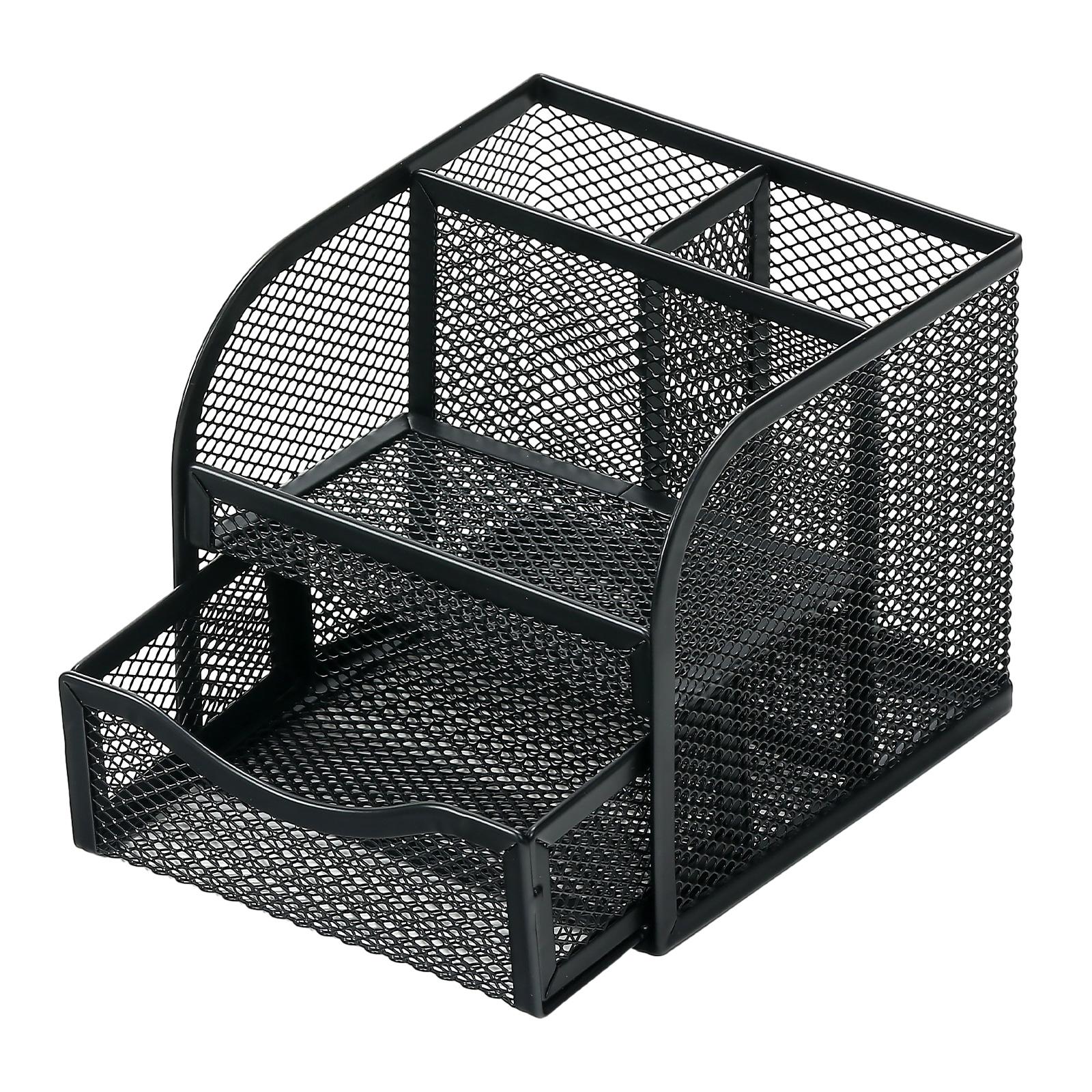 Space Saving Desk Organisers with Sliding Drawer Mesh Metal Pen for Office 1
