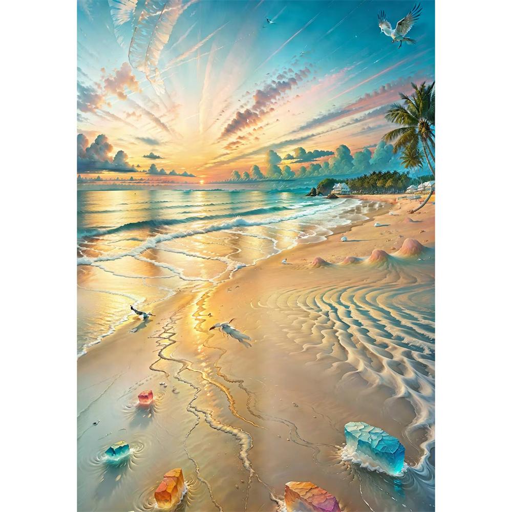 5D DIY Diamond Painting Sea Scenery Architecture Diamond Embroidery Painting Full Round Diamond Mosaic DIY Home Decor Gifts