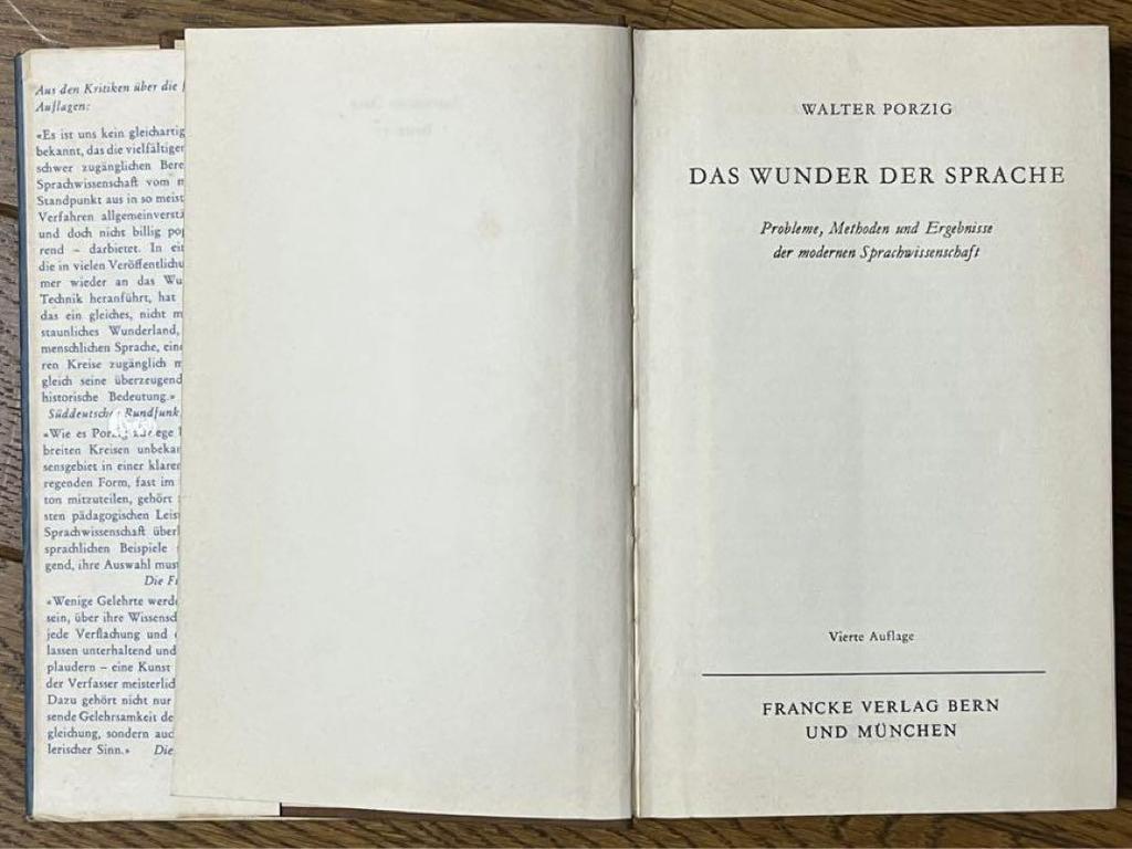 [USED] German PORZIG 1967 DAS WUNDER DER SPRACHE