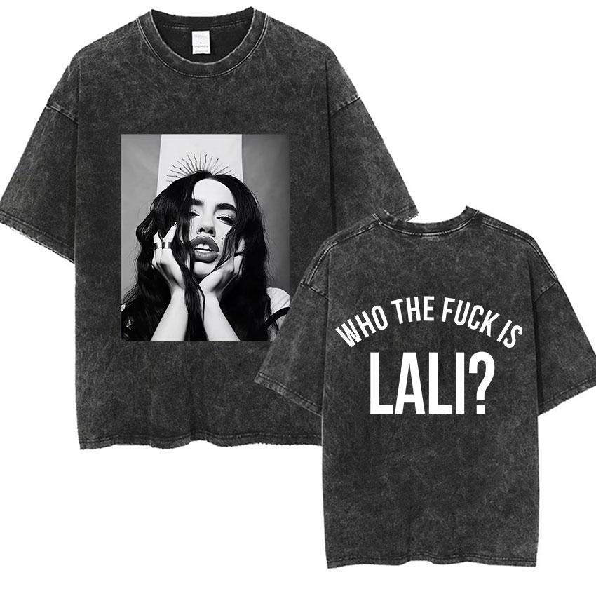 Singer Lali Esposito Tour Album Vintage Washed T Shirts Men Women Hip Hop Oversized Tshirt Summer Cotton Short Sleeve Tees