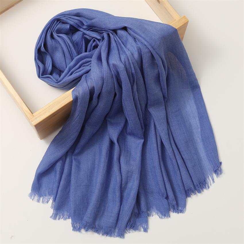 Foreign Trade Silk Scarf Cotton And Linen Headscarf Women'S Spring And Summer Solid Color Japanese And Korean Scarf Sun Protection Warm Shawl Hair
