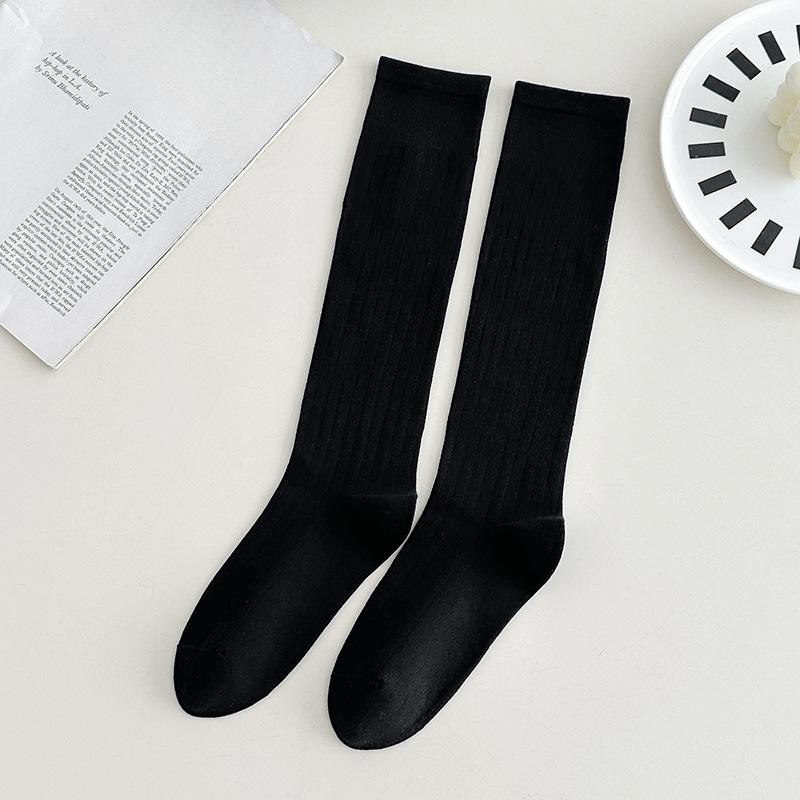 

Женские весенне-осенние однотонные хлопковые носки с длинным ворсом 1 pair чёрный