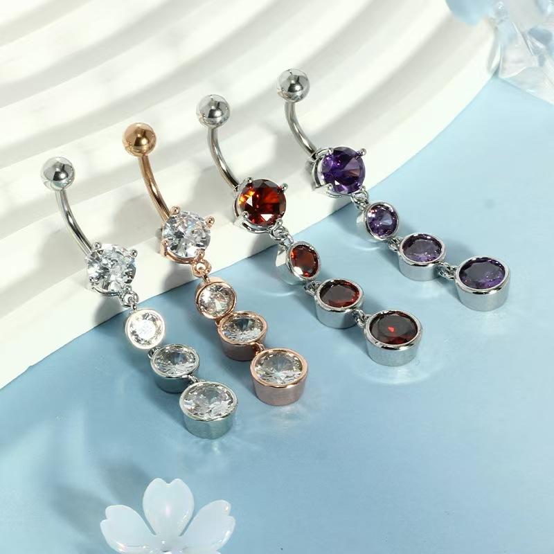 1pc 316L Surgical Steel Dangle CZ Gems Belly Button Ring Cubic Zirconia Drop Pendant Navel Nail Body Piercing Zircon