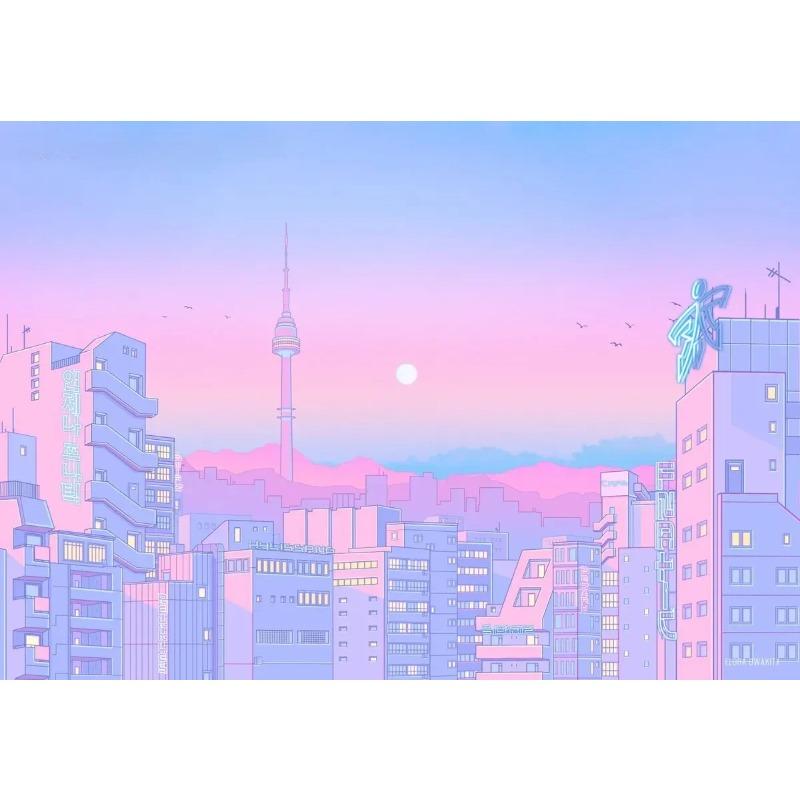 Classic Abstract Aesthetics Wall Art 80s Neon City Street Steam Wave HD Oil On Canvas Posters And Prints Home Bedroom Decor Gift