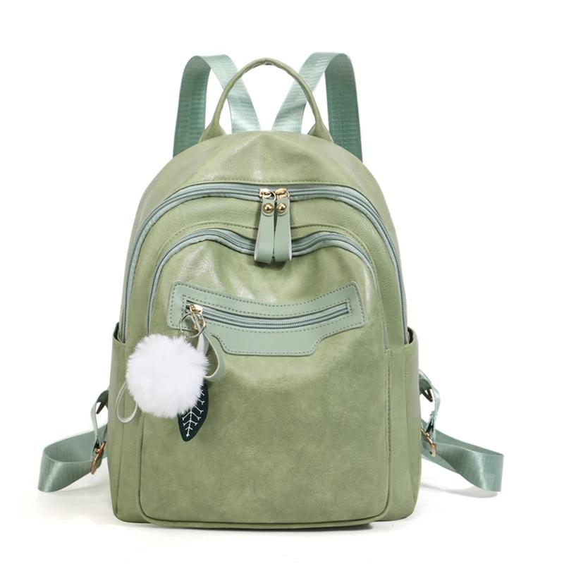 

High Quality Fashi PU Zipper Solid Color Backpacks 2026 Light Luxury Exquisite Stylish Design Schoolbags for Women світло-зелений колір