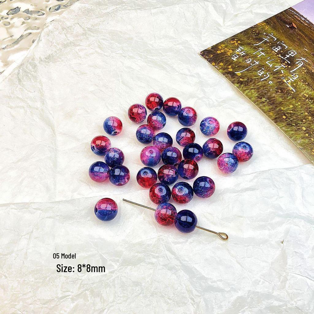 20pcs Transparent Lapis Blue and Orange Color Block Round Beads for DIY Earrings Jewelry Making