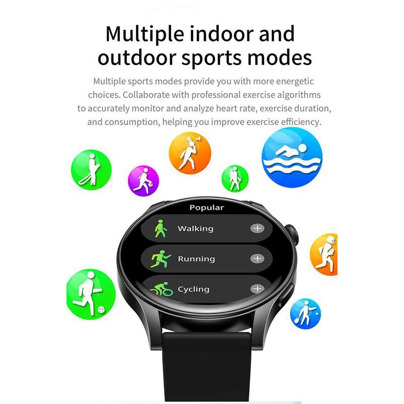 Mode Neues Multifunktions-Bluetooth-Sportarmband Smart Herzfrequenz AMOLED1.43" Blutsauerstoff Gesundheitsuhr Männer Frauen Sportarmband