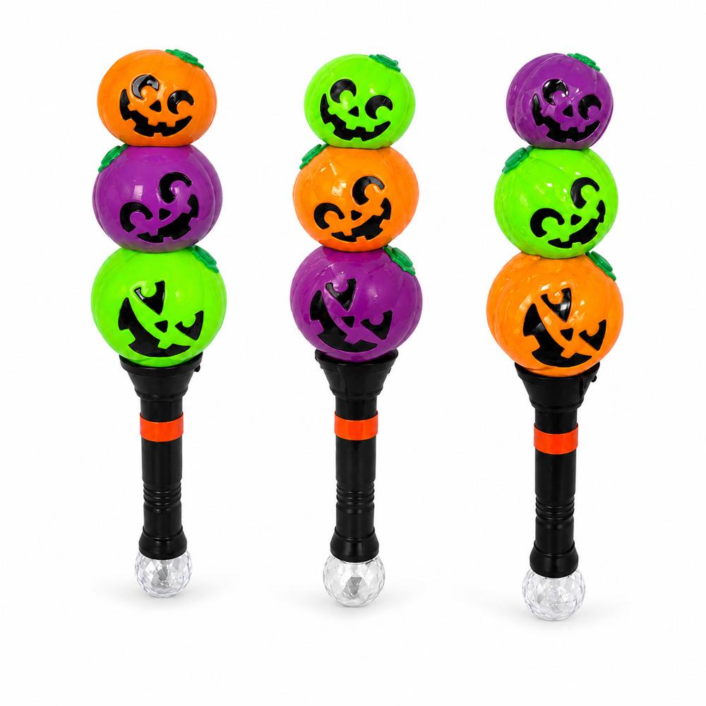 Glowing Halloween Pumpkin Glitter Stick - Three-Layer Stacked, Colorful Handheld Costume Toy