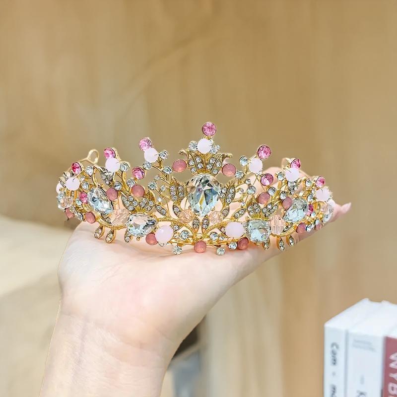Sweet Girl Crystal Crown Hair Band Tiara 5-16 Year Old Children Hair Accessory Birthday Gift Banquet Celebration Princess Crown