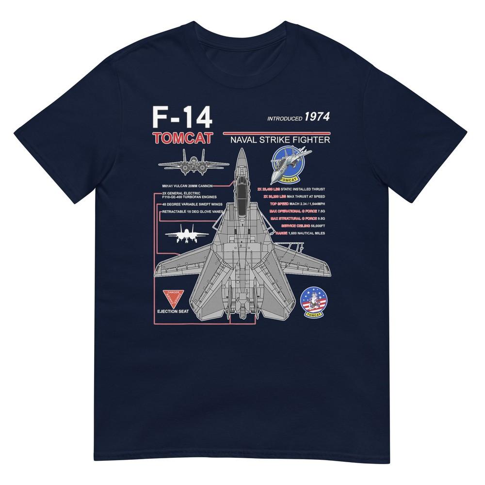 F14 Tomcat Jet Airplane Engineering Infographic Tshirt S
