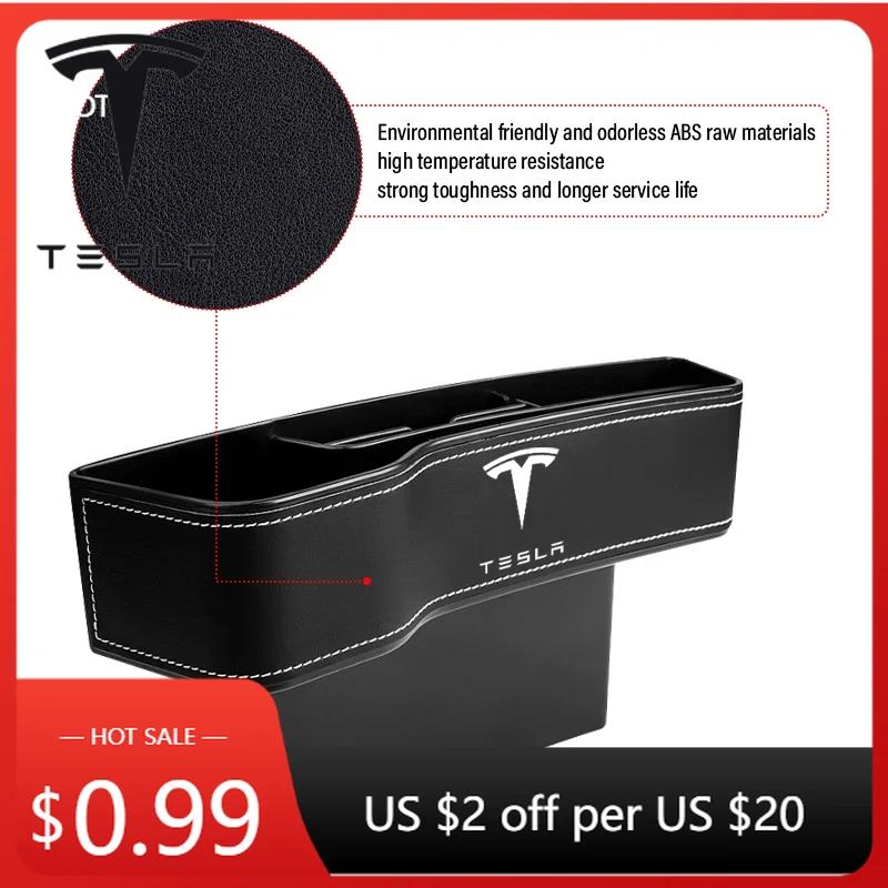Bilklistermärke Tesla Multifunktionell Bilbarnstol Spricka Förvaringslåda Sätesspalt Ficka Manager för Tesla Stil Roadster Invader Mod
