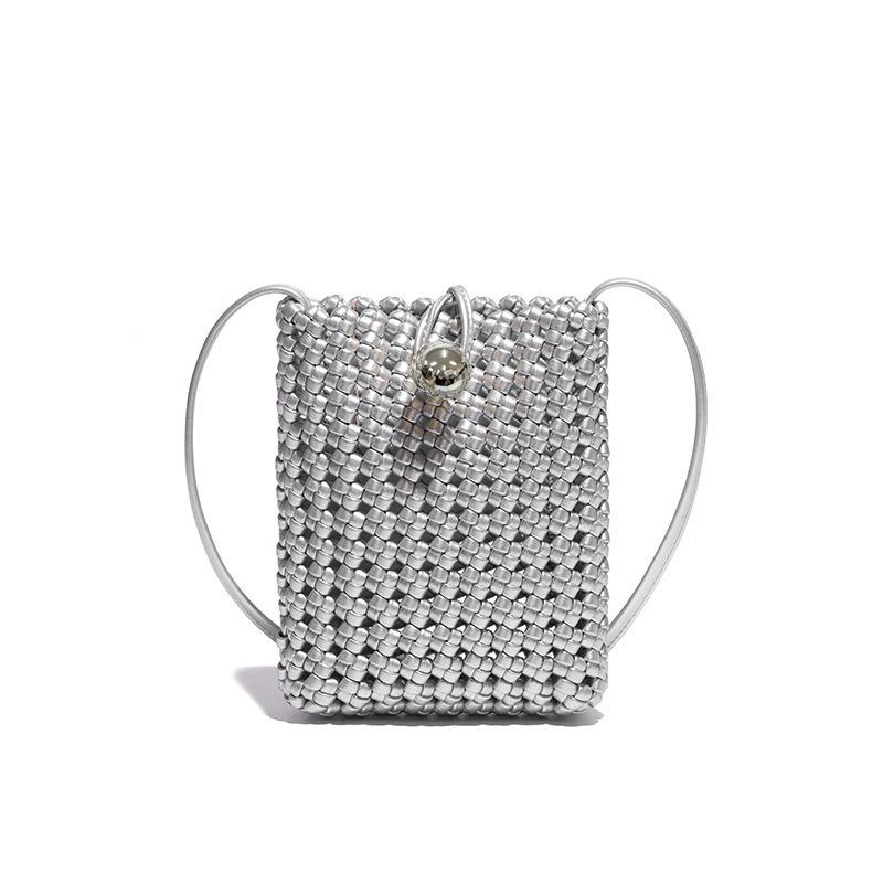Leather woven bag, high-end hollow bag, mobile phone bag, one-shoulder crossbody bag