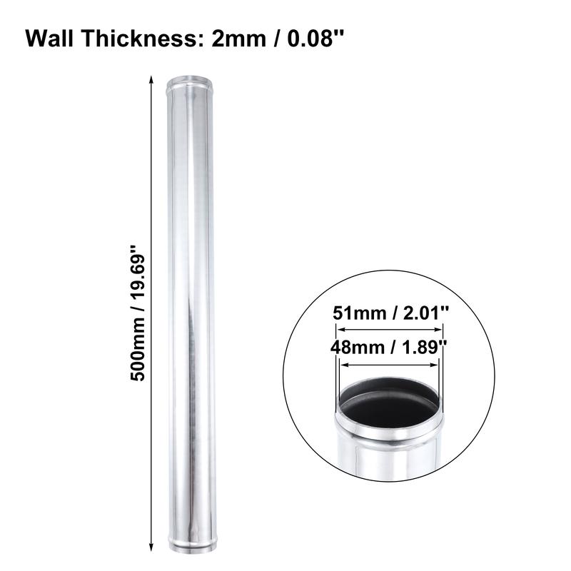 Uxcell Aluminum Alloy Tube OD 51/57/63/70/76mm Intercooler Pipe Air Intake Tube Hose 0 45 Degrees 500mm Length for Car