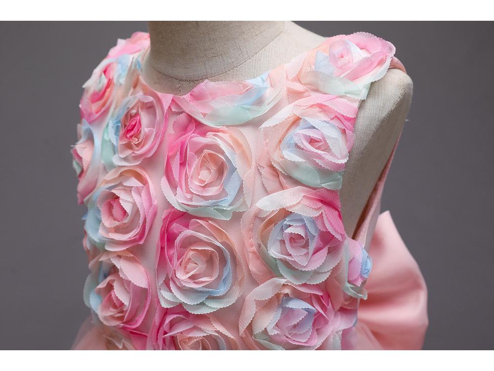 Colorful Princess Puffy Wedding Dress for Girls with Train