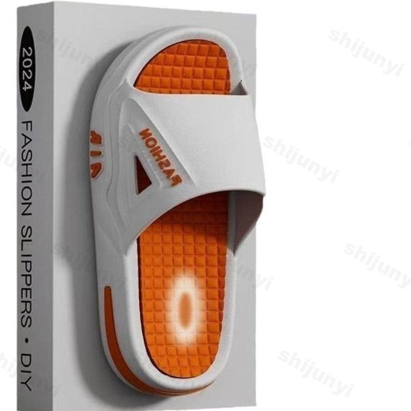 Fashion Men Open Toed Slippers Non-slip Bathroom Slippers Home Shoes Thick Soft Sole Breathable Comfort Flat Platform Indoor Slippers