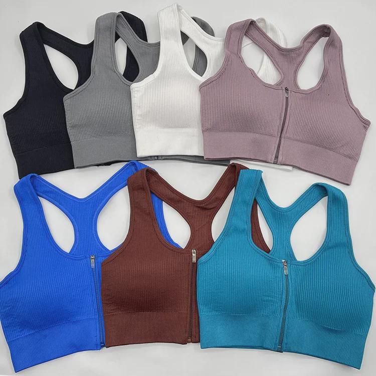 Women's Cross-Border Fitness Set: Zipper Vest, Yoga Bra, and Hip-Lifting Drawstring Pants