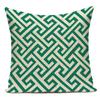 Polyester Green Geometric Stripe Wave Pillow Cover Decoratives Sofa Home Cushion Cover For Bedroom Living Room Decoration