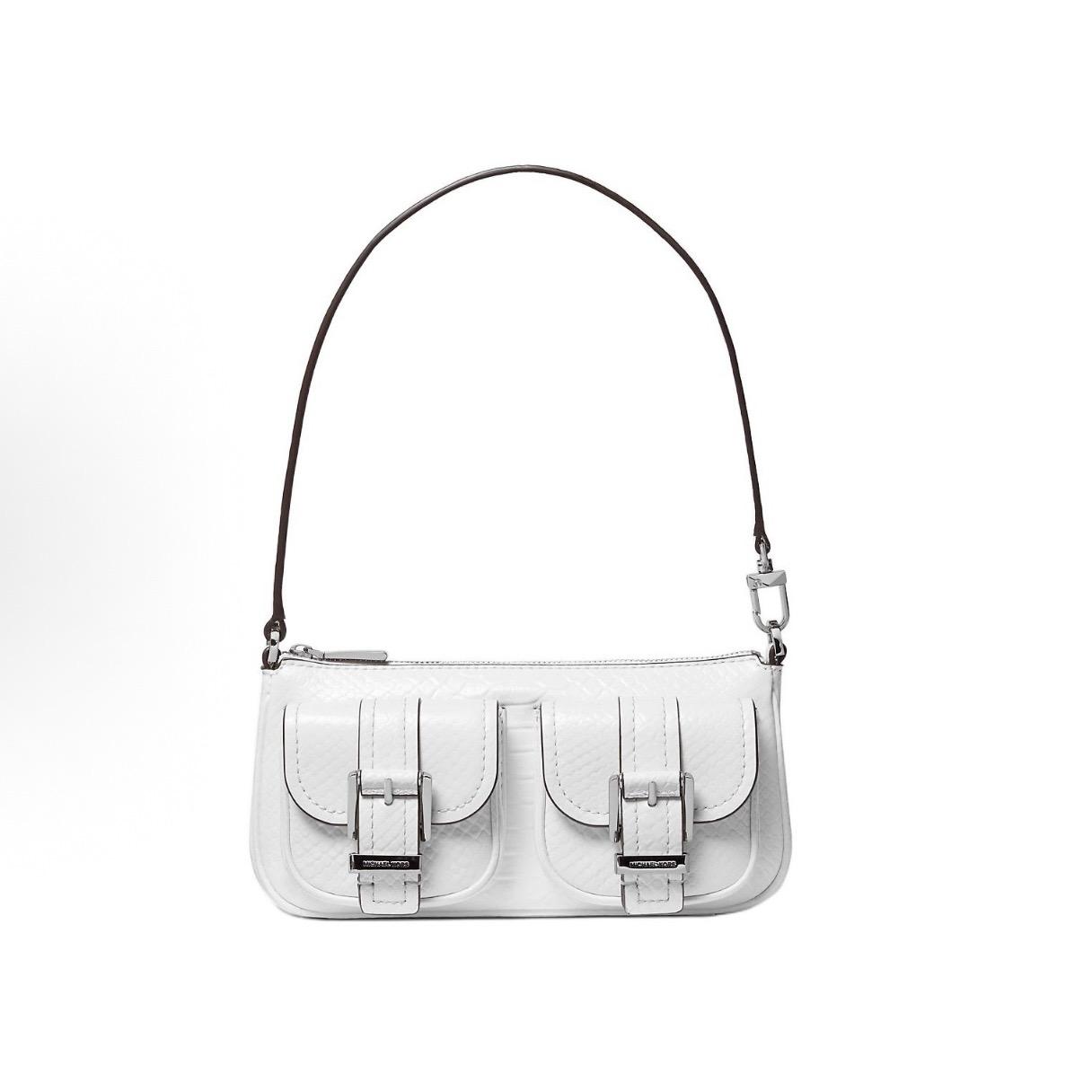 

MICHAEL KORS MK Zoe Brand Logo Classic Snake-Embossed Leather Tote Bag Small Women s White S білий