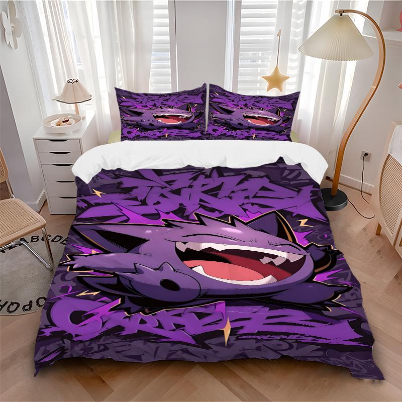 3Pcs Gengar Street Art Bedding Sets For All Sizes New 3D Printed Bed Cover Comforter Duvet Cover Pillowcase Bedroom Decoration