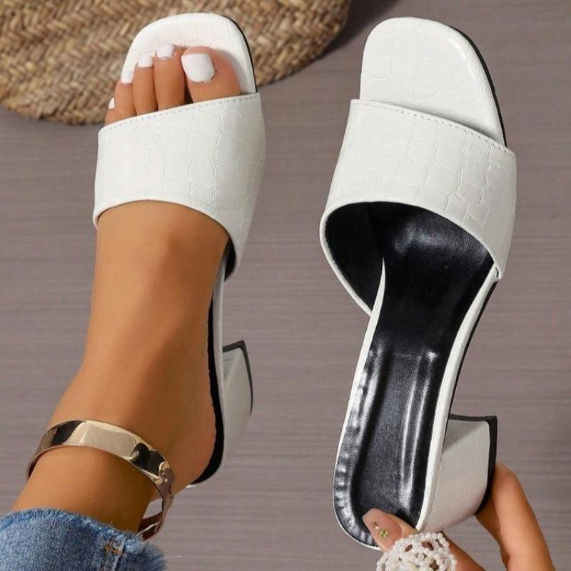 Fashion 2025 New Women's High Heels, Thick Heels, Square Toe Flip Flops, Fashionable Outer Wear Fish Mouth Sandals